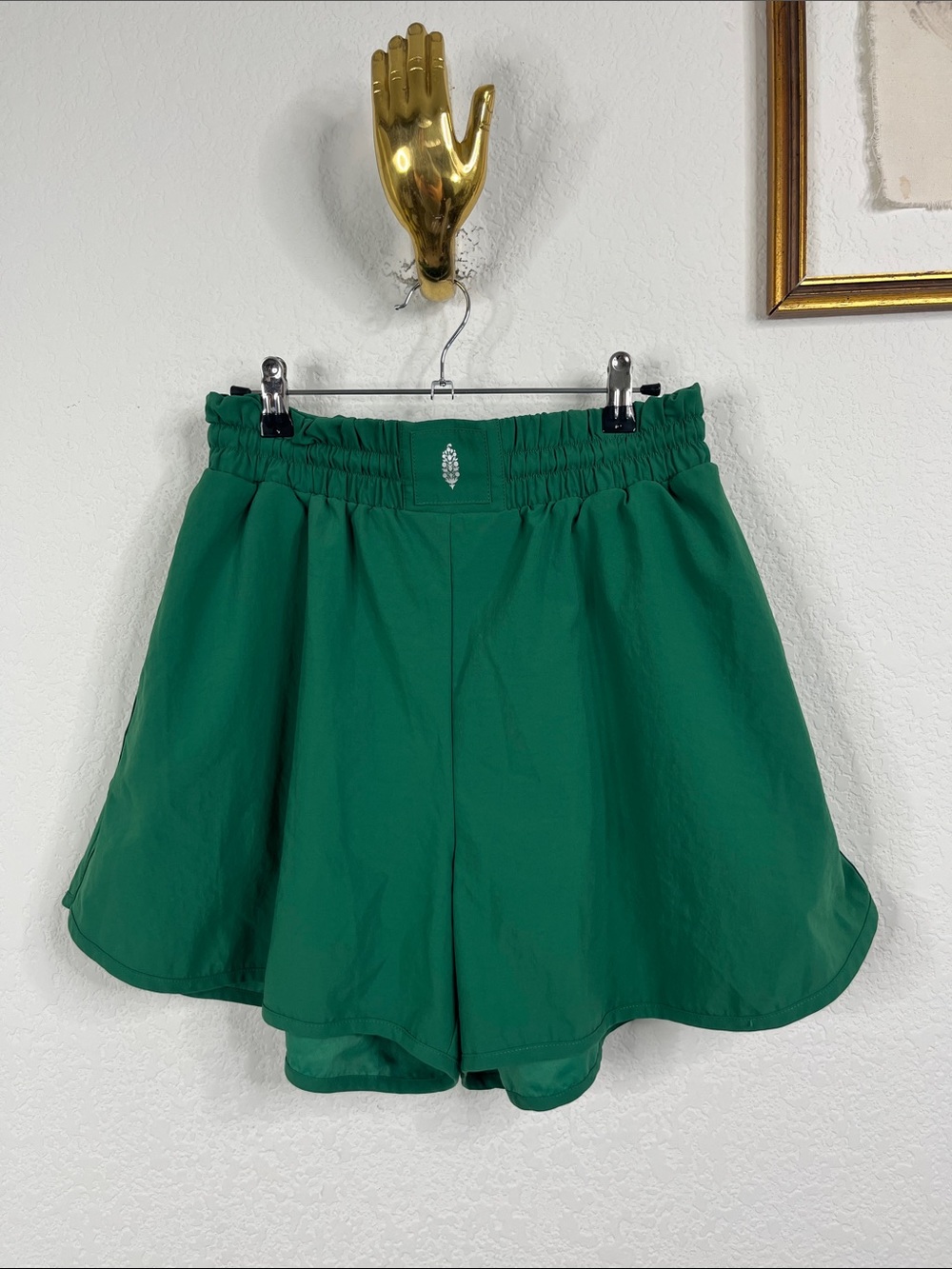 FP Movement Emerald Kelly Green Boxing Shorts Drawstring Smocked Waist Flare